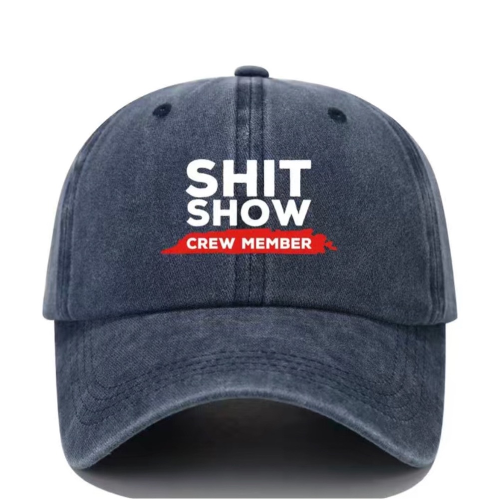 NWT Shit Show Crew Member Distressed Baseball Cap Hat Blue Unisex